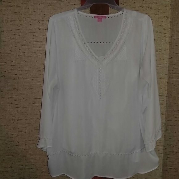 Woman Within Tops - White 2 piece 2x top